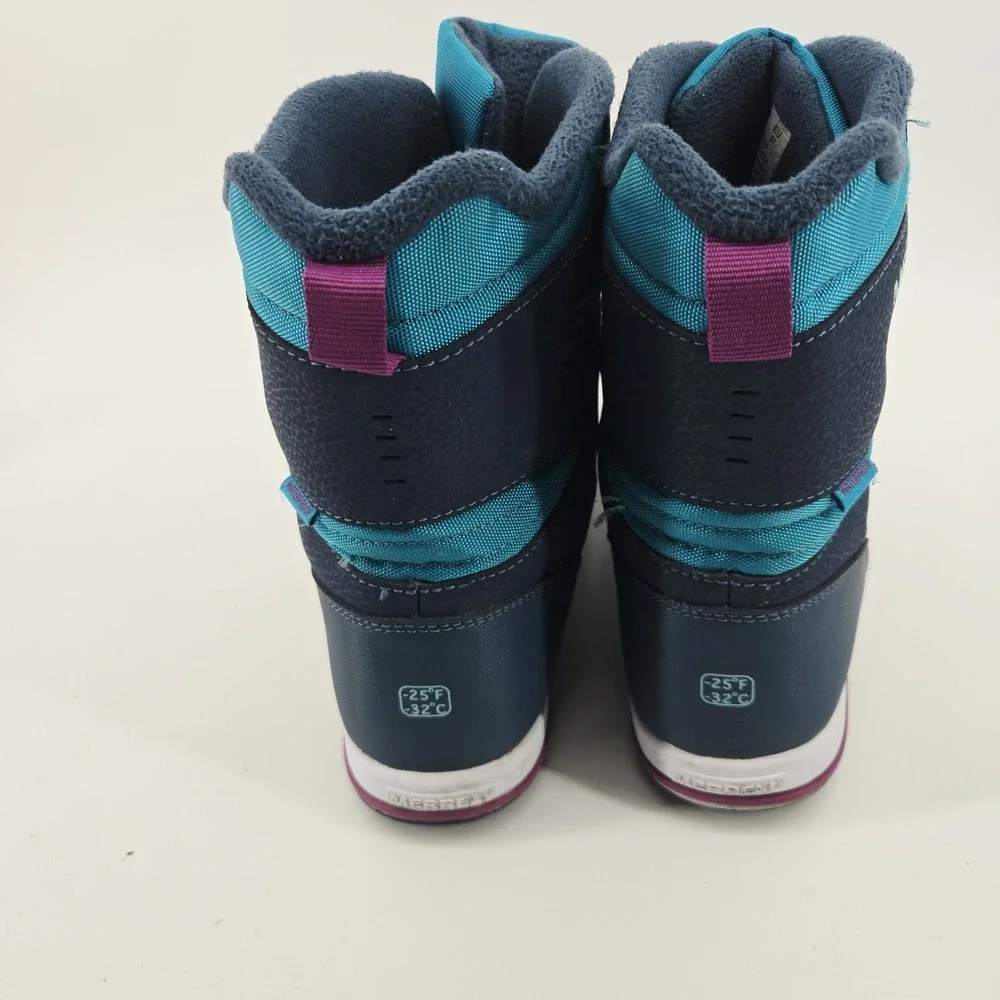 Merrell Kid's Snow Winter‎ Boots Bank 3.0 Waterproof Grey/Aqua Sz 6M Youth